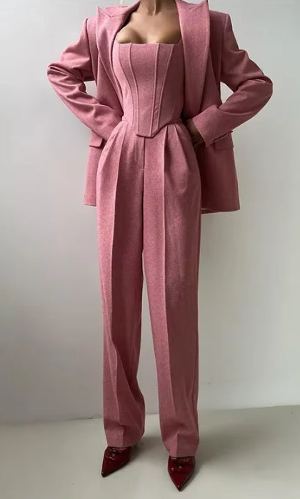 Set Tailleur Donna Rosa Pastello